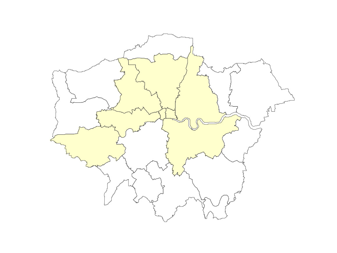 Distribution of Harrisons in London 1881